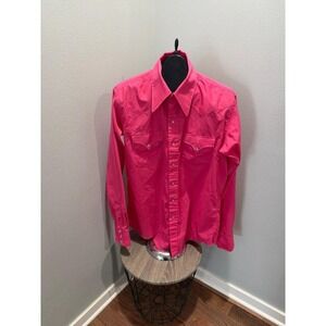 Vintage Hot Pink Karman Western Wear Shirt 15 1/2 -36 Pearl Snaps